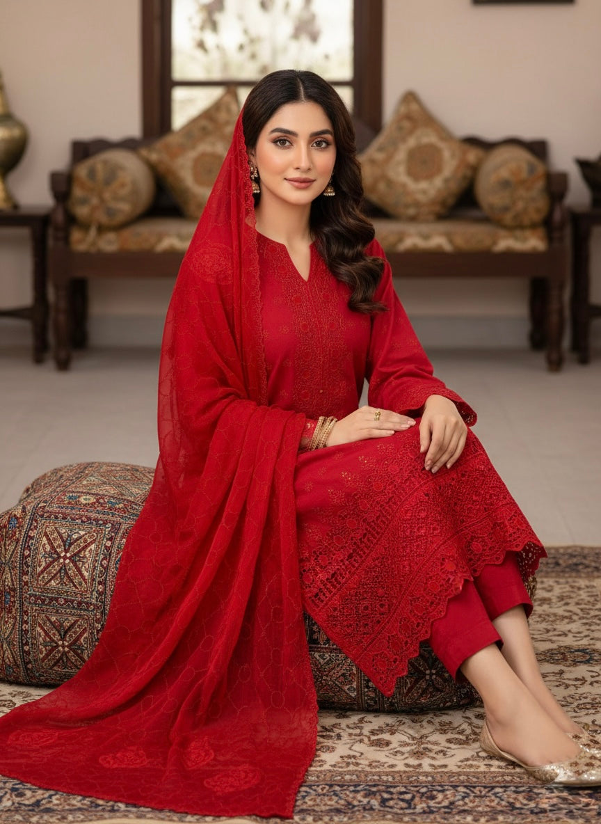ZARQASH / LAWN 3 PC FULL HEAVY EMB SUIT FOR SUMMER 2026 AND EID 2K26