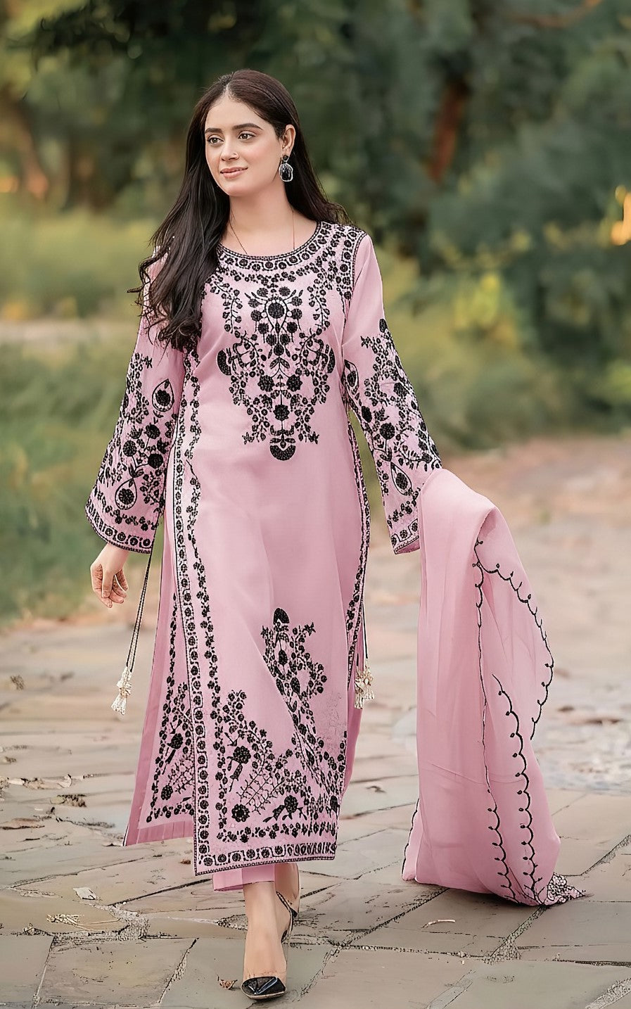 NAKOOSH / LAWN 3 PC FULL HEAVY EMB SUIT FOR SUMMER 2026 AND EID 2K26